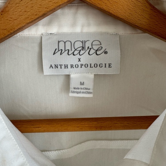 MARE MARE X ANTHROPOLOGIE WHIITE BLOUSE COTTON POLY TIE SLEEVES SIZE M - Picture 7 of 9